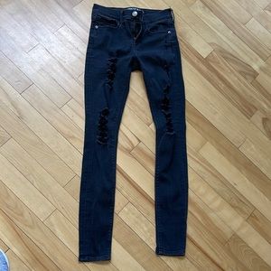 Express black distressed mid rise legging jeans